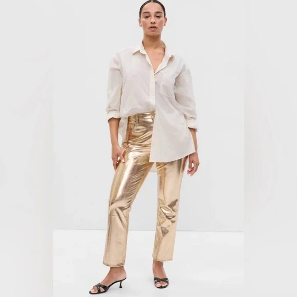 NWOT Gap Vegan Leather Cheeky Straight Pants - Picture 5 of 6